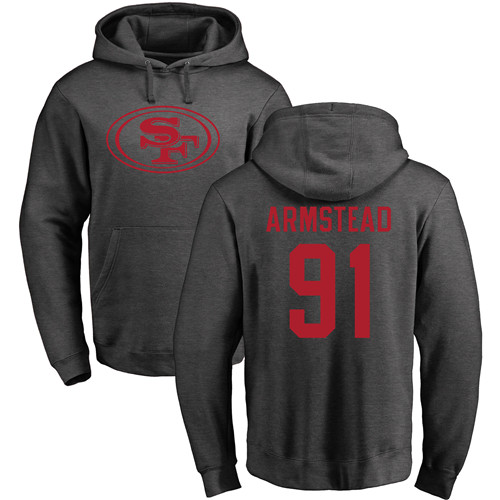 Men San Francisco 49ers Ash Arik Armstead One Color #91 Pullover NFL Hoodie Sweatshirts->san francisco 49ers->NFL Jersey